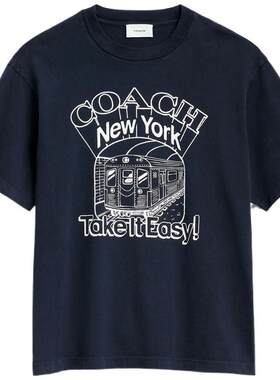【新品】COACH/蔻驰奥莱男士棉质SUBWAY 图案休闲圆领短袖T恤