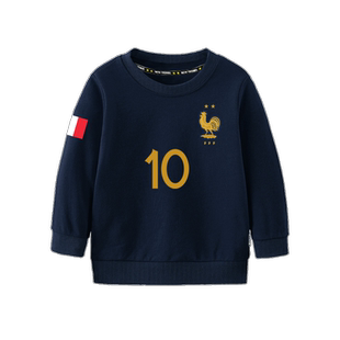 法国队队服足球迷服圆领卫衣男女儿童装学生长袖