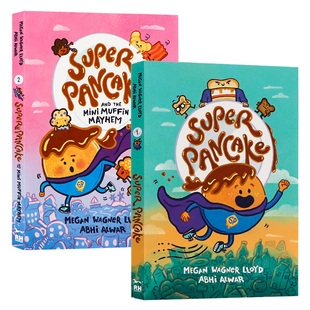 超级煎饼2册 英文原版漫画 Super Pancake and the Mini Muffin Mayhem 桥梁漫画小说 幽默笑话故事书 儿童英雄冒险故事 全彩插图