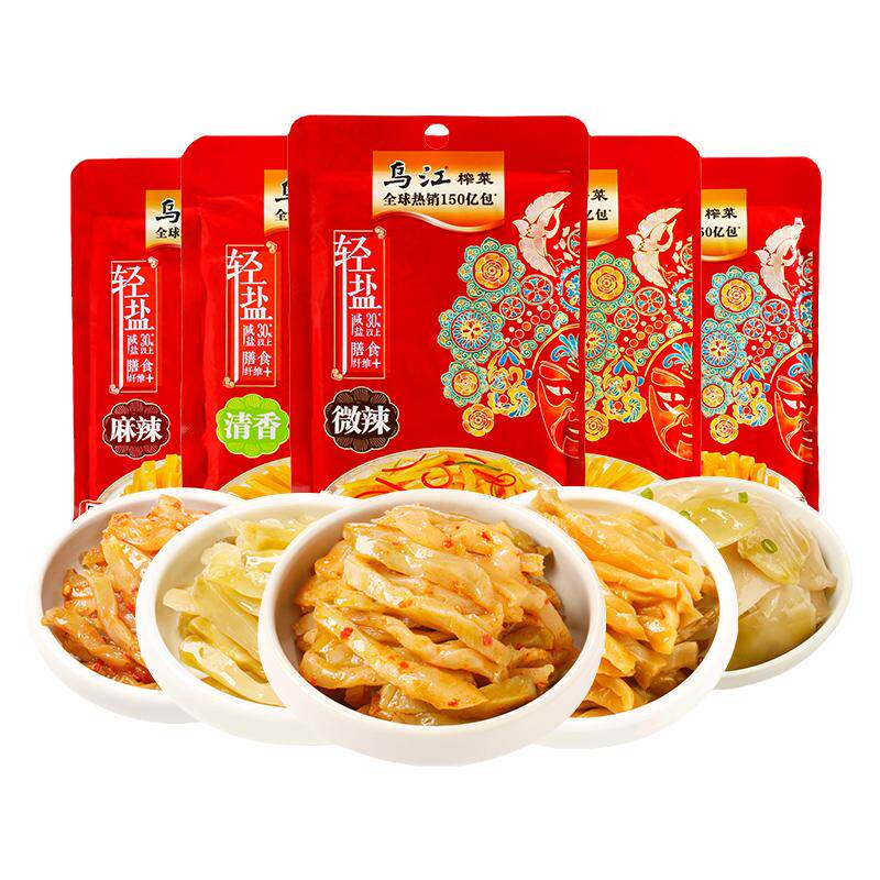 乌江清爽鲜脆榨菜丝70g清淡微辣榨菜丝80g轻盐涪陵榨菜下饭菜咸菜