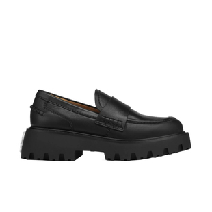 Naked Wolfe英国潮牌/FLAWED黑色小皮鞋女2025秋季松糕底乐福鞋