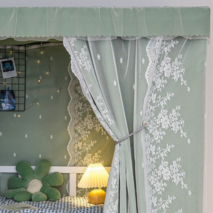 厂上下铺蕾丝上铺法式 支 床帘家用强遮光寝室女学生宿舍蚊帐一体式