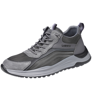 老人头男鞋秋冬加绒休闲鞋户外减震运动鞋男款真皮软底防滑跑步鞋