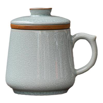 汝窑天青茶水分离杯马克杯泡茶杯