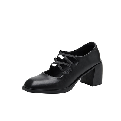 方头粗跟浅口气质职业装时尚单鞋