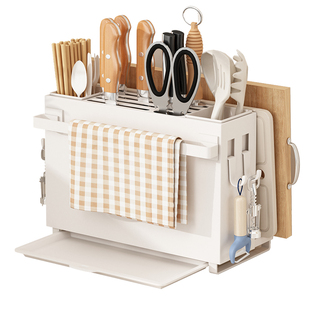 厨房置物架刀架台面多功能菜板筷子勺餐具剪刀沥水架放抹布架刀座