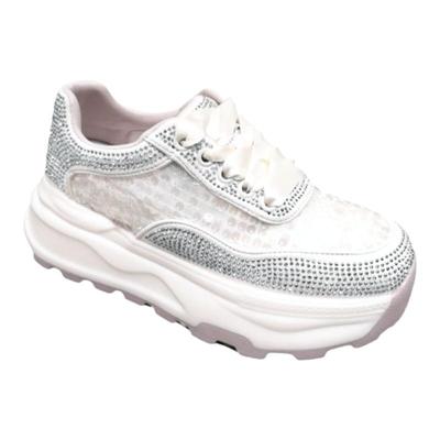 2025夏季新款真皮女鞋水钻亮片小白鞋米诗思透气网百搭运动休闲鞋