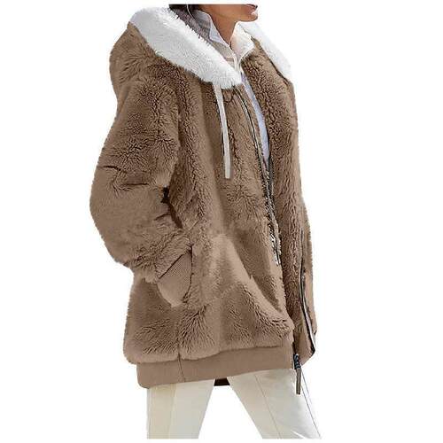R 31692 Fleece Zip Hooded Jacket 毛绒连帽外套 欧美跨境