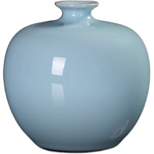 廷怀窑旗舰店大肚中式陶瓷花瓶高级感天青色汝窑插花桌面摆件