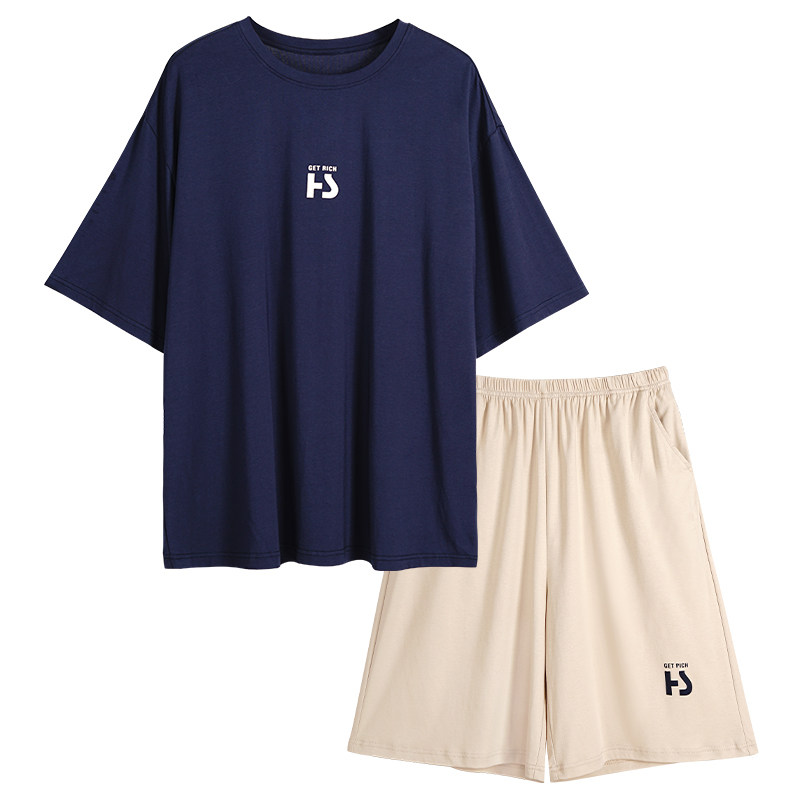 歌媄芮夏季男款睡衣短袖短裤套装男可外穿