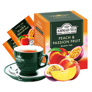 买3送1原装进口亚曼茶AHMADTEA英国水蜜桃百香果味红茶做奶茶茶包