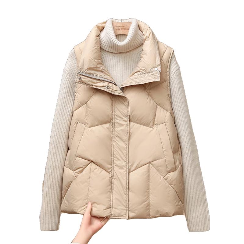 雅鹿羽绒服女背心宽松保暖马甲