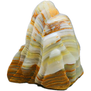 玉石原石鱼缸造景石头摆件山形靠山石桌面室内办公室招财石