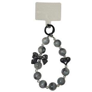 手机挂绳炫彩大理石纹手腕爱心女款手机串珠挂链蝴蝶结吊饰钥匙扣