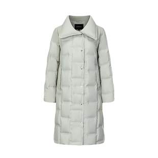 艾莱依直充翻领羽绒服商场同款大翻领气质优雅宽松显瘦长款外套女