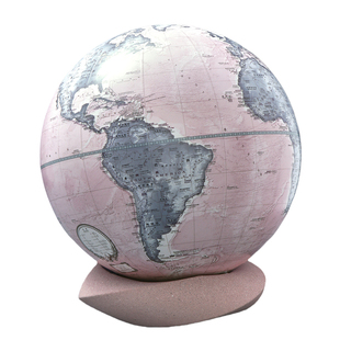 粉色云环水泥底座宏微地球仪客厅书房桌面装饰摆件乔迁礼物生日礼