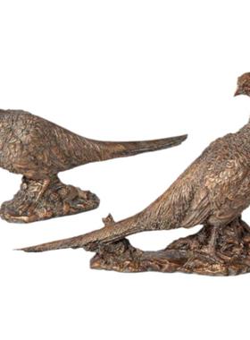 现 纽约下城公园进口惟妙惟肖古典金 美式仿旧野逸雏鸡写生摆件