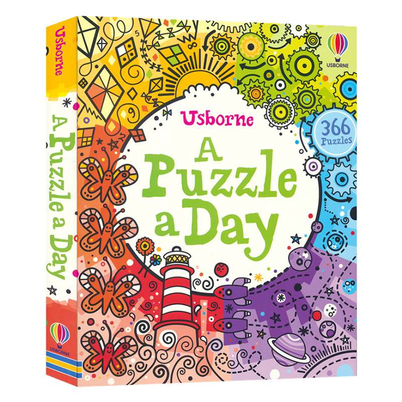 Usborne A Puzzle a Day 一整年解谜活动册 366个活动 7-10岁 儿童英语趣味益智活动 迷宫字谜智力游戏 思维训练 英文原版进口图书