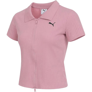 Puma/彪马正品2025女士耐穿短款翻领拉链休闲针织POLO衫634779-65