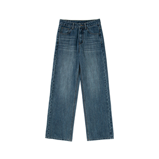 UNRETRO 复古水洗窄版直筒牛仔裤女秋季低腰百搭小个子休闲弯刀裤
