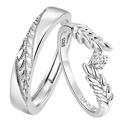 I Do&Co.穗穗年年S999纯银情侣对戒开口戒指纪念日礼物送男女朋友