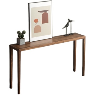 北欧实木条案边几供台供桌黑胡桃木条几条桌新中式白橡木玄关窄桌