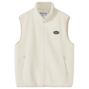 美特斯邦威马甲男士立领仿羊羔绒马甲潮流时尚休闲字母印花上衣