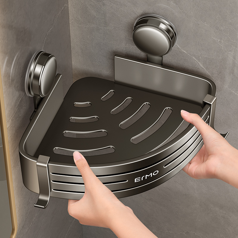 卫生间吸盘置物架浴室墙角免打孔三角架子洗手间厕所转角壁挂收纳