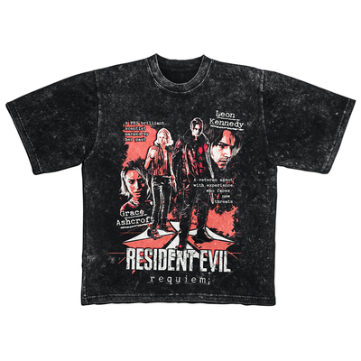 生化危机美版大码复古印花T恤