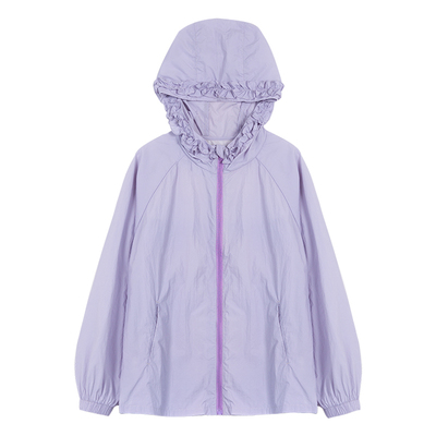 Little Naive儿童防晒春秋装新款宽松连帽防晒衣女童休闲轻薄外套