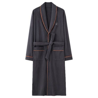 猫人睡袍男款德绒长款浴衣家居服