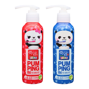 LG生活健康海外进口竹盐6-12岁儿童派缤水果味牙膏按压式防蛀