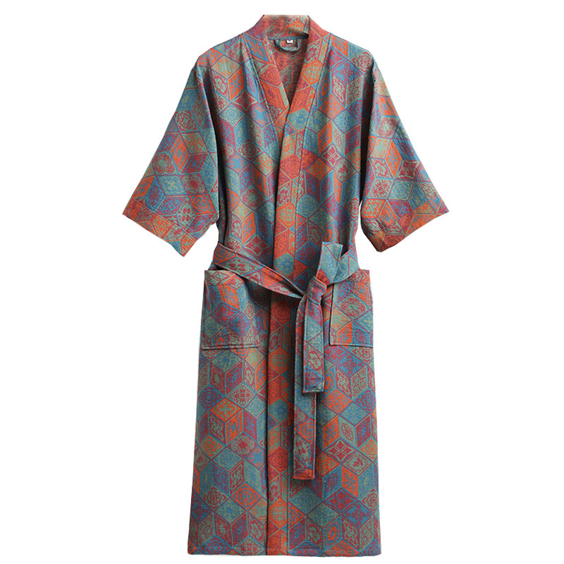 浴袍纯棉双层纱布睡袍春夏家居服