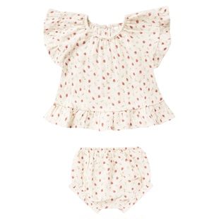 RyleeCru女童上衣短袖裤子小草莓可爱两件套装婴小童外出套装