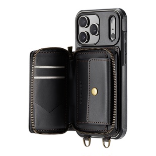 适用苹果17斜挎背带挂绳手机壳皮革复古磁吸手机壳美式皮革卡包手机壳四角防摔不易发黄肤感高级感手机保护套