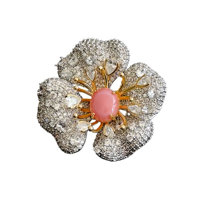 「花漾甜心｜满钻蔷薇花朵胸针海螺珠轻奢小众高级感大衣配饰礼物