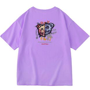 CP紫色t恤女2026夏季新款纯棉宽松短袖上衣中长款设计感小众情侣