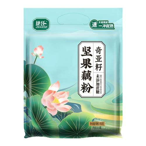 捷氏纯藕粉坚果奇亚籽羹原味莲藕粉桂花正早餐营养低无蔗糖添加脂