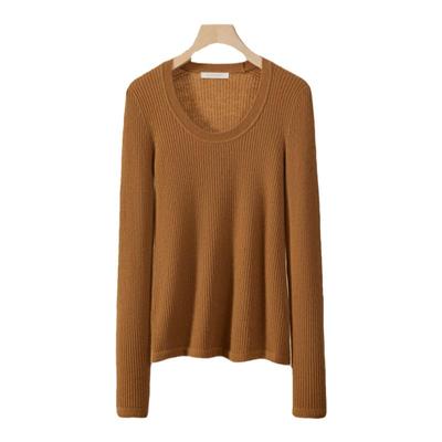 春竹100%山羊绒套头女式羊绒衫修身显瘦百搭圆低领针织打底衫毛衣