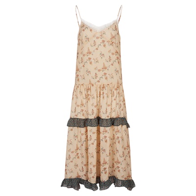 MOUSSY 夏季新品夏日来信荷叶边碎花吊带连衣裙028ISA33-1001