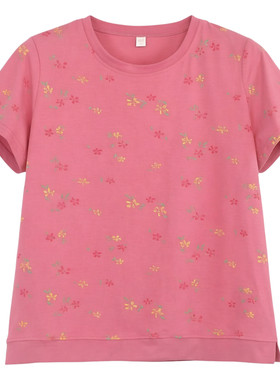 2026中年妈妈夏装短袖碎花新款大码时尚宽松纯棉女士上衣t恤