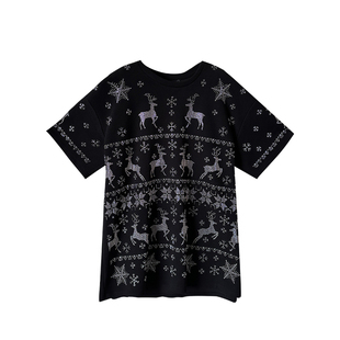 特大码t恤女厚款200斤加肥加大欧货烫钻胖mm宽松中长款短袖上衣棉