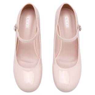 CIDER 2025秋冬新品女装仿漆皮粗跟玛丽珍鞋 1042452