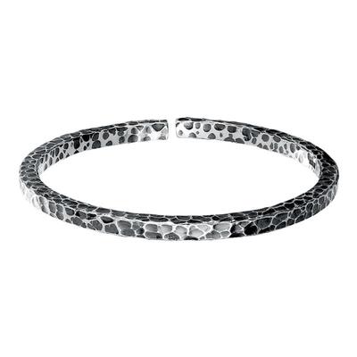 中国黄金足银999复古锤纹银手镯