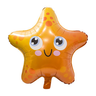 海洋鱼类铝箔气球海星海马章鱼铝膜装饰卡通生日会布置婴儿飘空球
