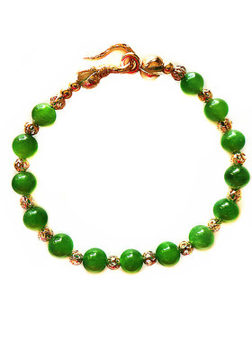 天然碧玉镂空金珠手链