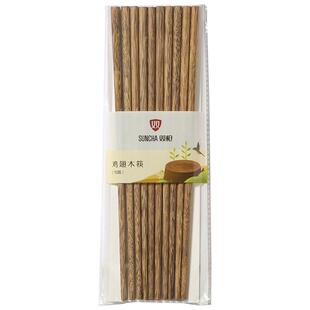 双枪筷子家用高档实木质快子防滑耐高温餐具无漆无蜡鸡翅木筷新款