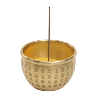 黄铜百福米缸线香炉摆件家用室内香薰炉迷你小号供佛焚香器存钱罐