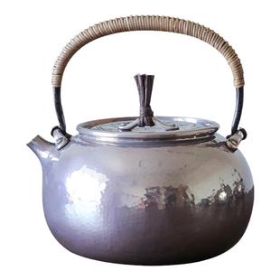 纯银时代 紫皮真锅静良烧水壶足银999一张打纯手工煮茶壶中500ml