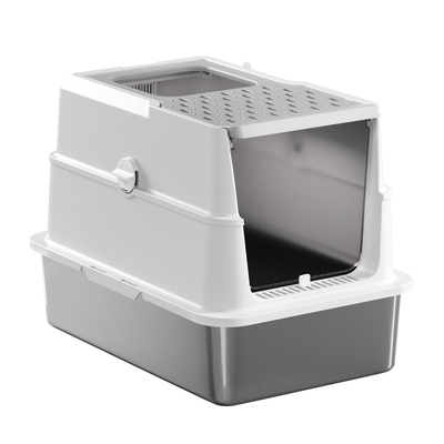 不锈钢超大号全封闭防臭猫砂盆